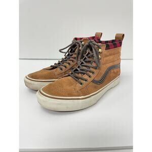 Vans Sk8-Hi MTE All Weather Shoes Sneakers Brown Suede Plaid Size 7.5 Men 9 W